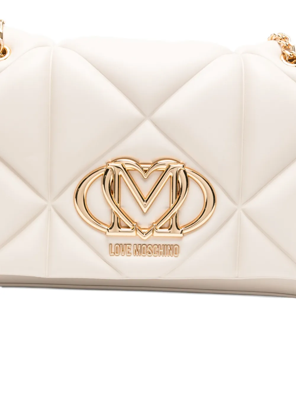 Love Moschino quilted logo-plaque shoulder bag Beige