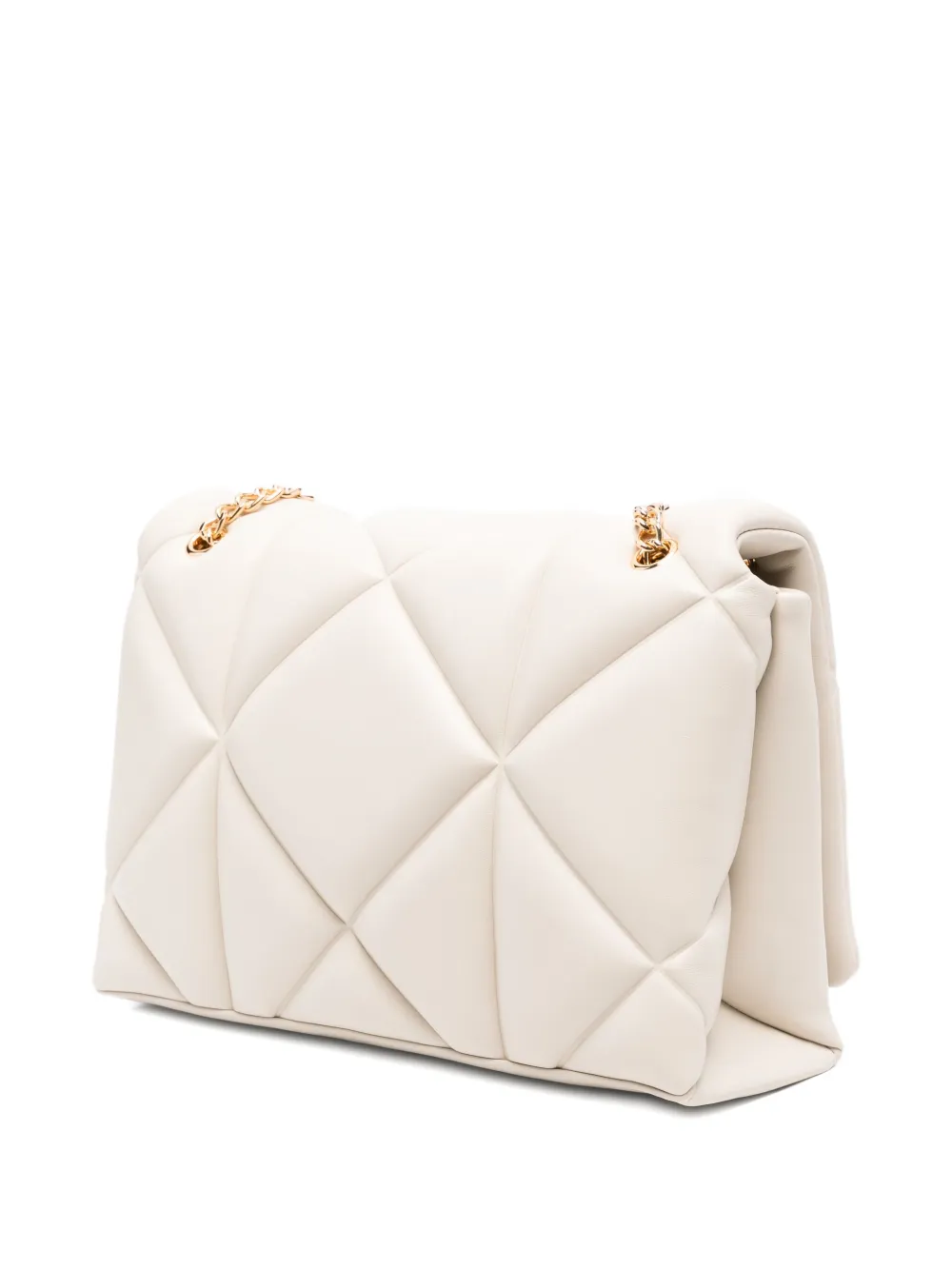 Love Moschino quilted logo-plaque shoulder bag Beige