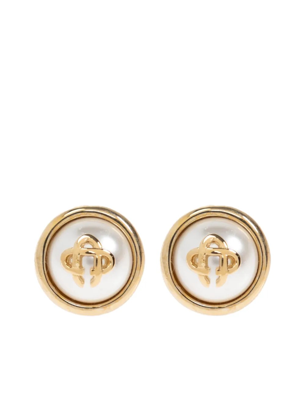 pearl logo earrings