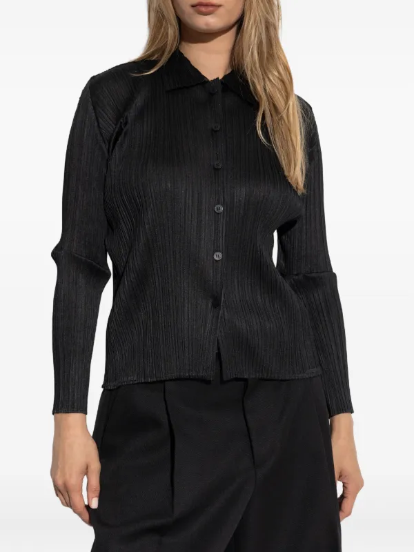 Pleats Please Issey Miyake Basics Pleated long-sleeve Shirt