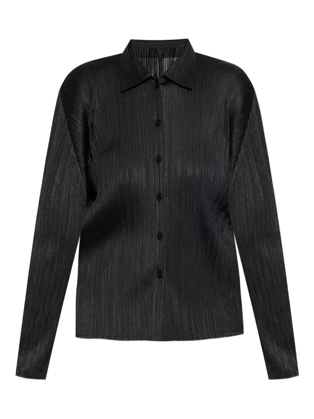 Pleats Please Issey Miyake Basics pleated long-sleeve shirt - ブラック Pleats Please Issey Miyake Basics pleated long-sleeve shirt - ブラック