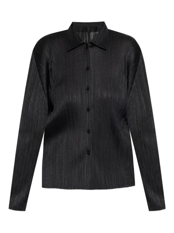pleatsplease basics シャツ　ブラック　3 Issey Miyake Pleats Please Basics Button Up Shirt - Black
