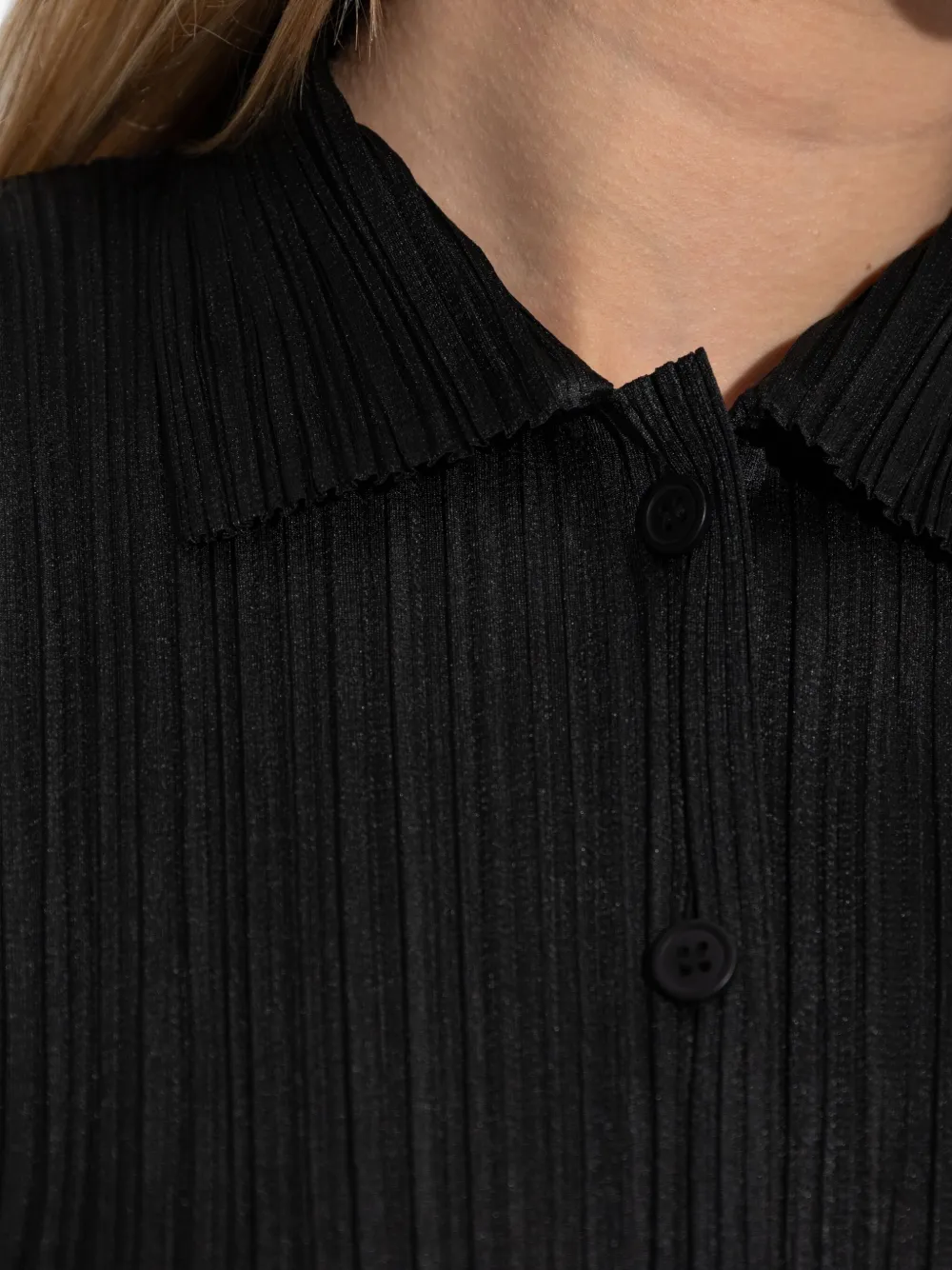 Pleats Please Issey Miyake Basics geplooide blouse met lange mouwen Zwart