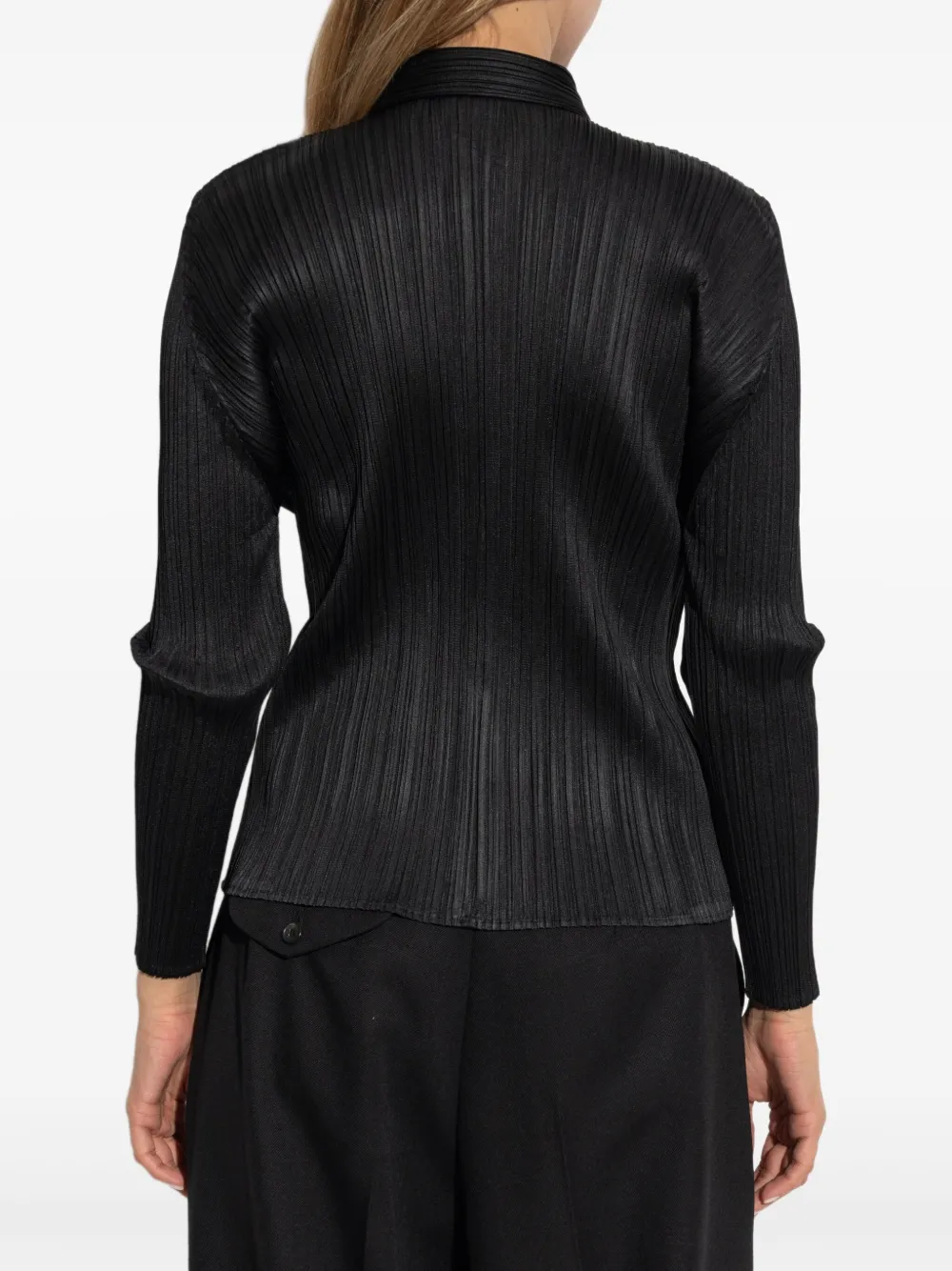 Pleats Please Issey Miyake Basics geplooide blouse met lange mouwen Zwart