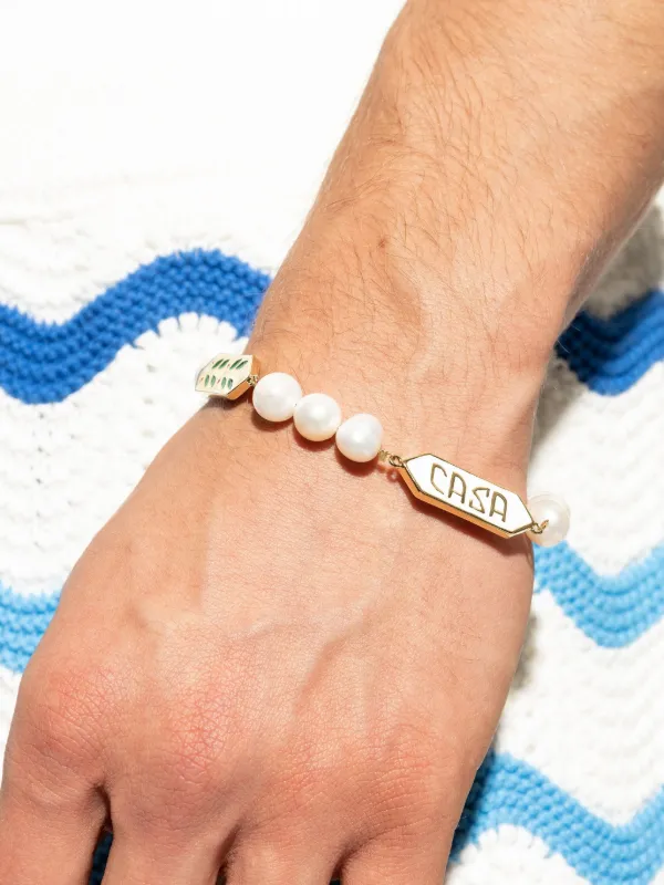 Casablanca Embellished logo-plaque Bracelet | Gold | FARFETCH HK