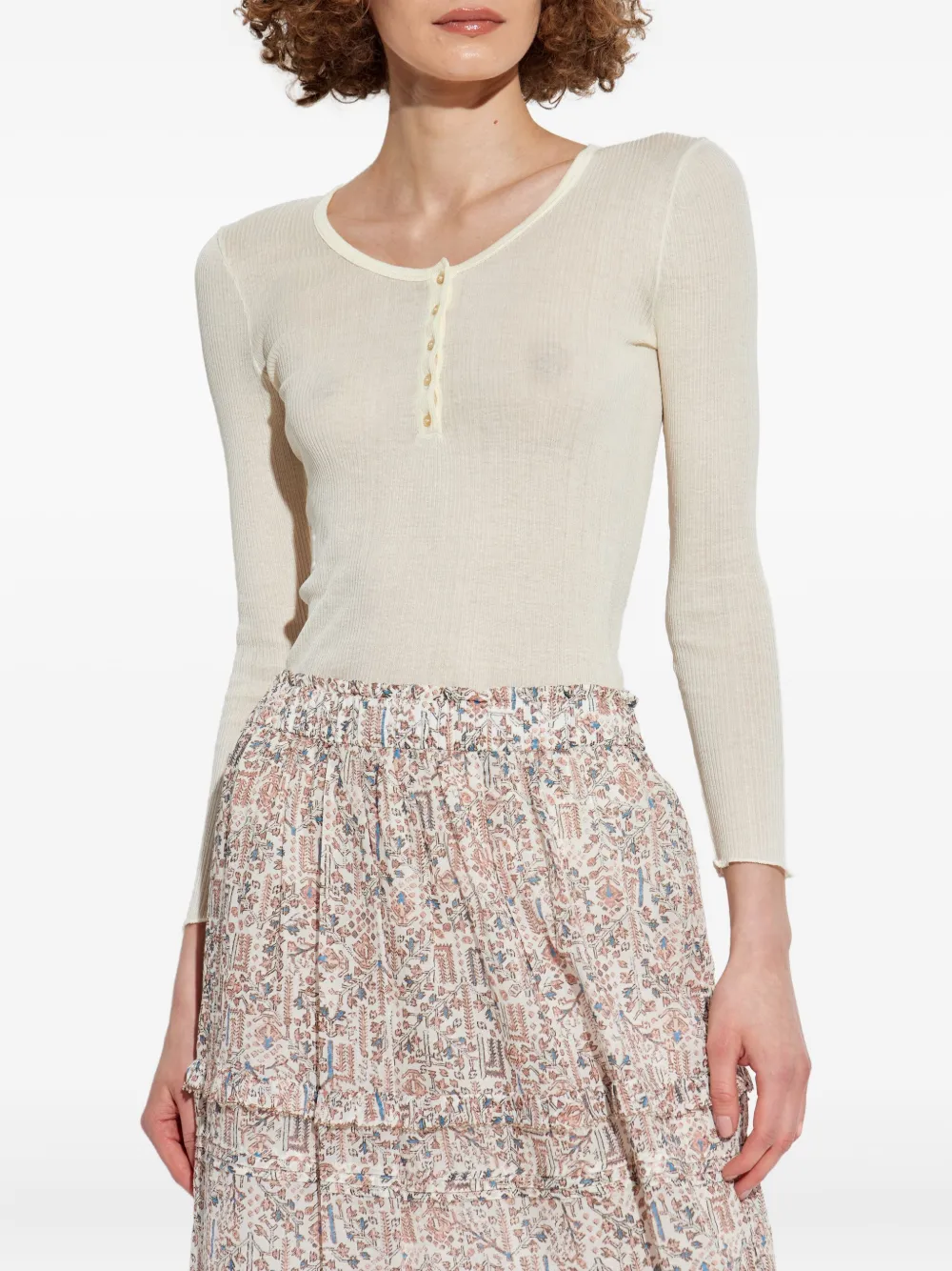 ISABEL MARANT Ribgebreide top met knopen Wit