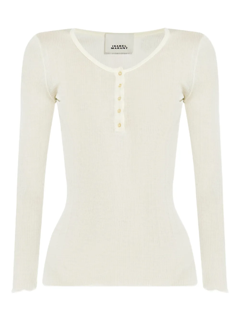ISABEL MARANT Ribgebreide top met knopen Wit
