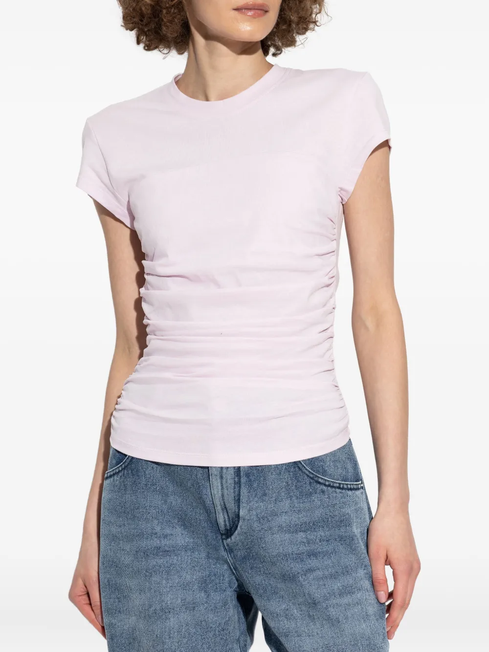 ISABEL MARANT Katoenen T-shirt met gesmockt detail Roze