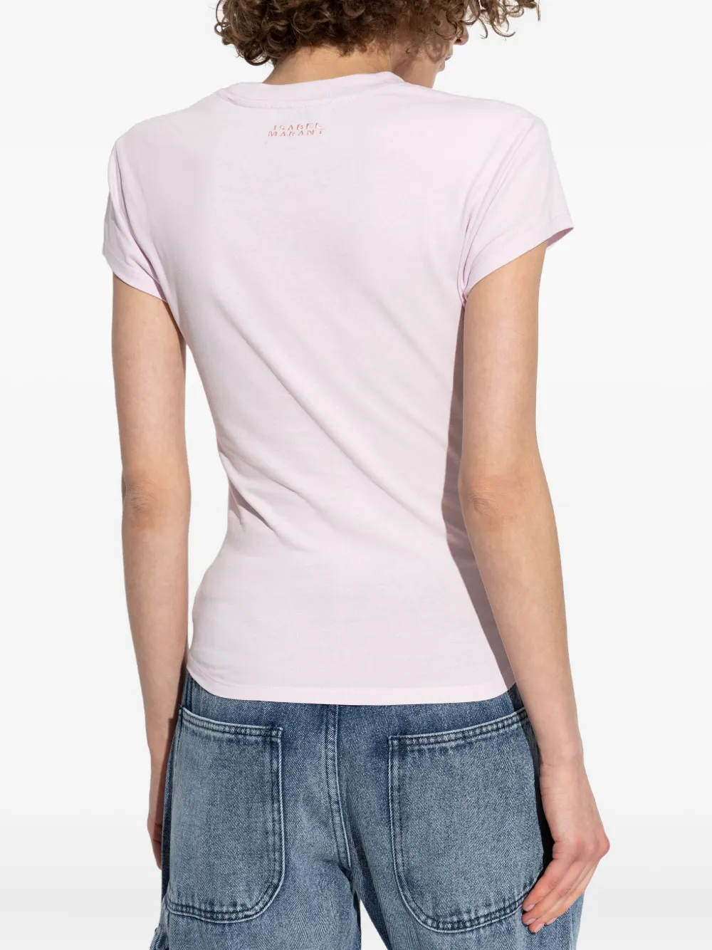 ISABEL MARANT Katoenen T-shirt met gesmockt detail Roze