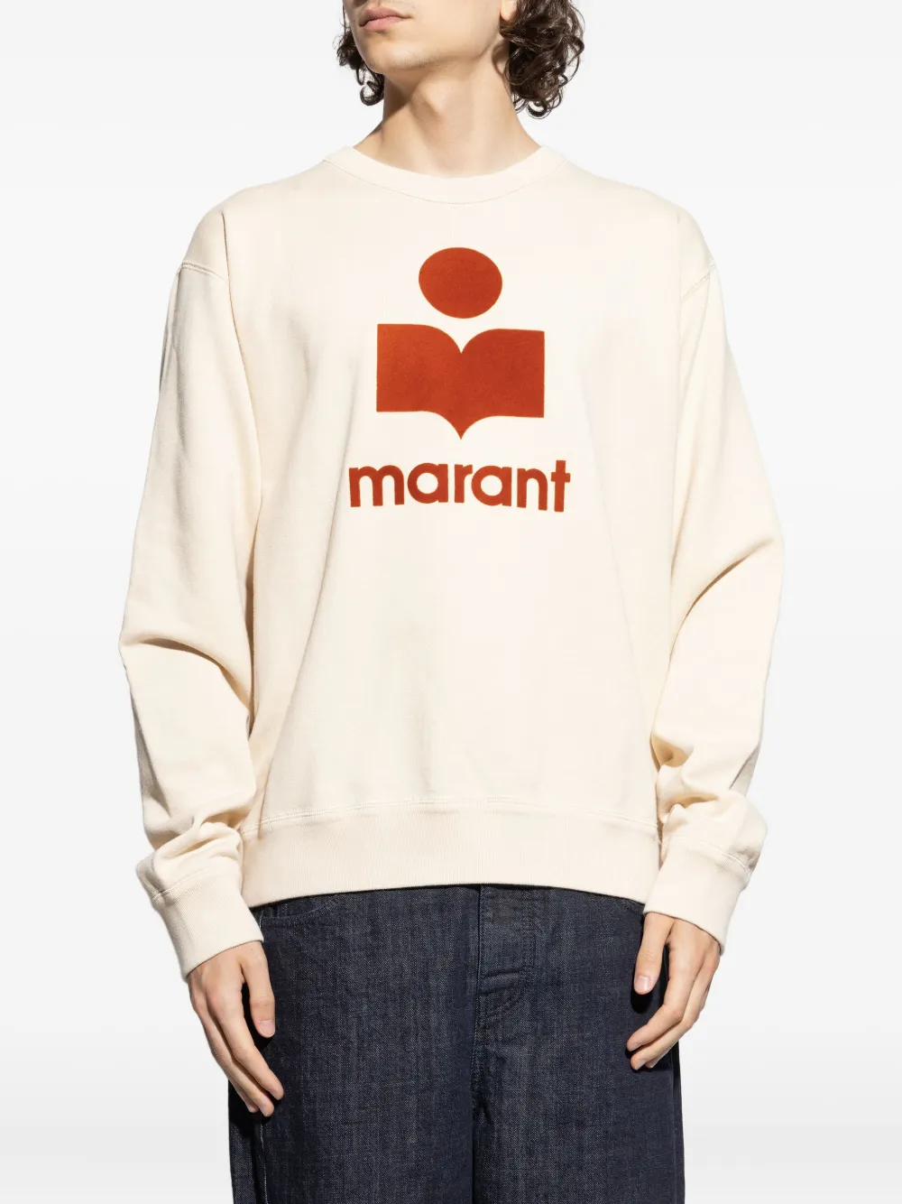 MARANT Katoenen sweater met logoprint Beige