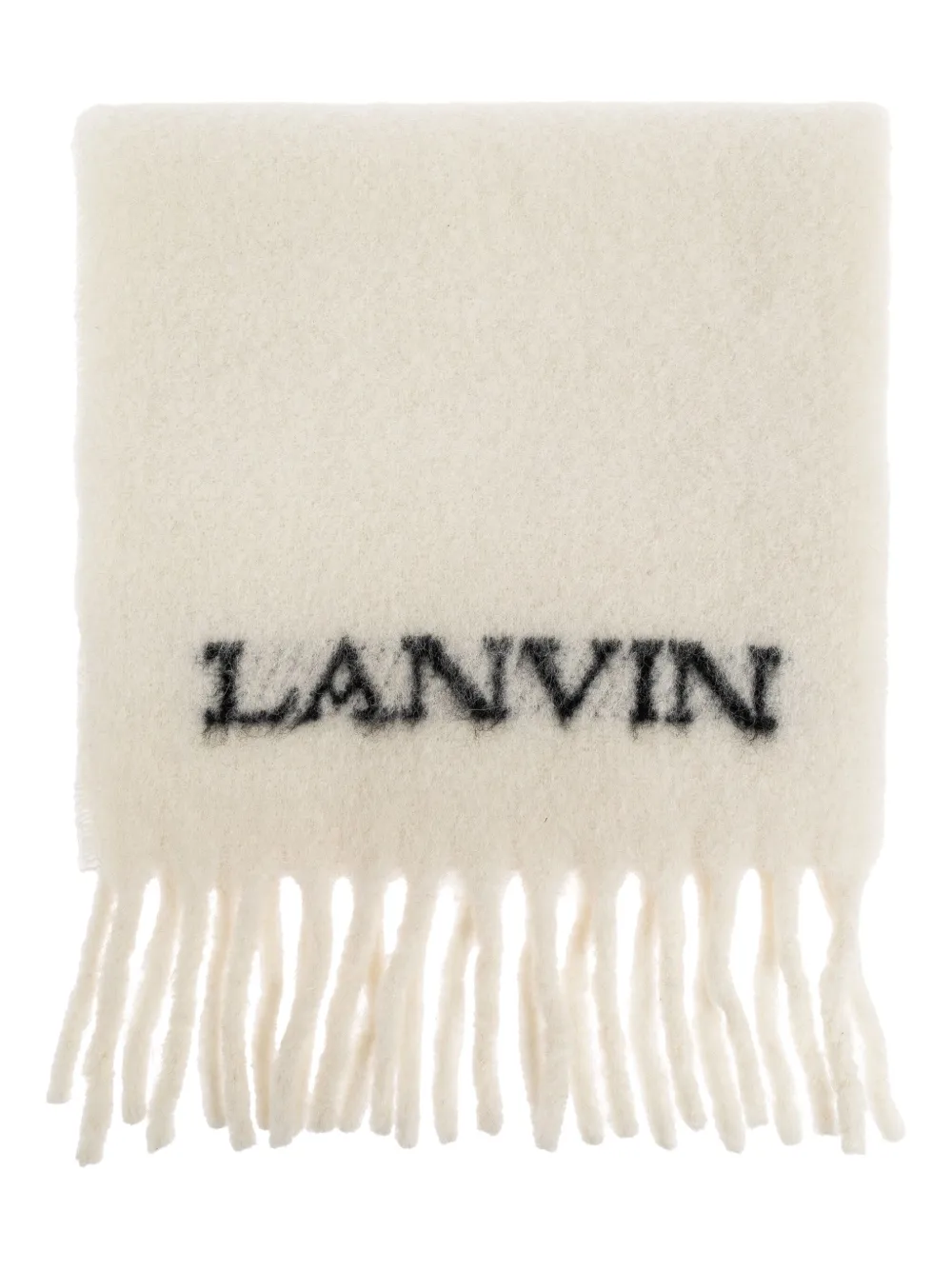 Lanvin logo-detail fringed scarf Wit
