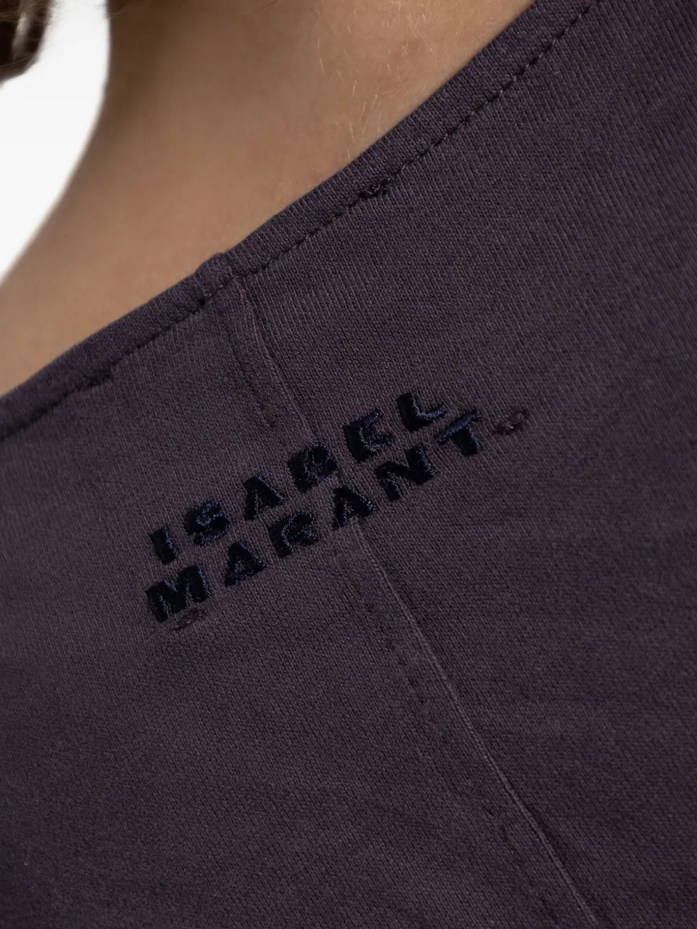 ISABEL MARANT Katoenen T-shirt met gedrapeerde schouders Paars
