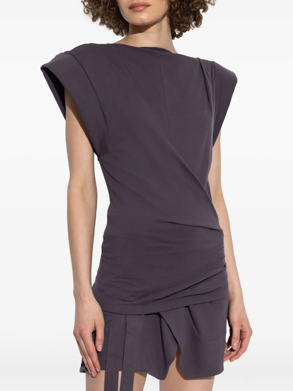 ISABEL MARANT Katoenen T-shirt met gedrapeerde schouders Paars
