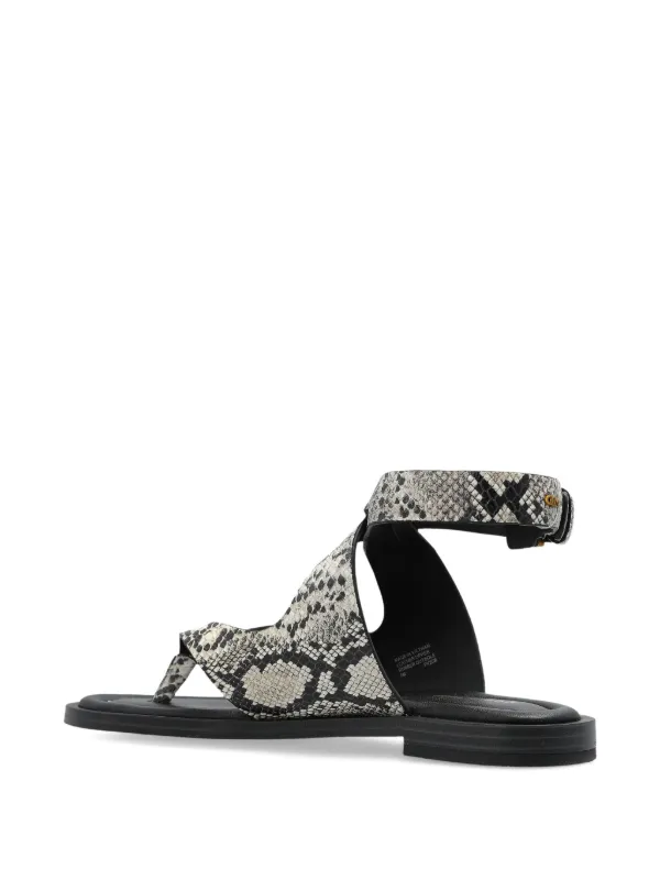Michael Michael Kors Irene Embossed snake-motif Flat Sandals Grey  FARFETCH