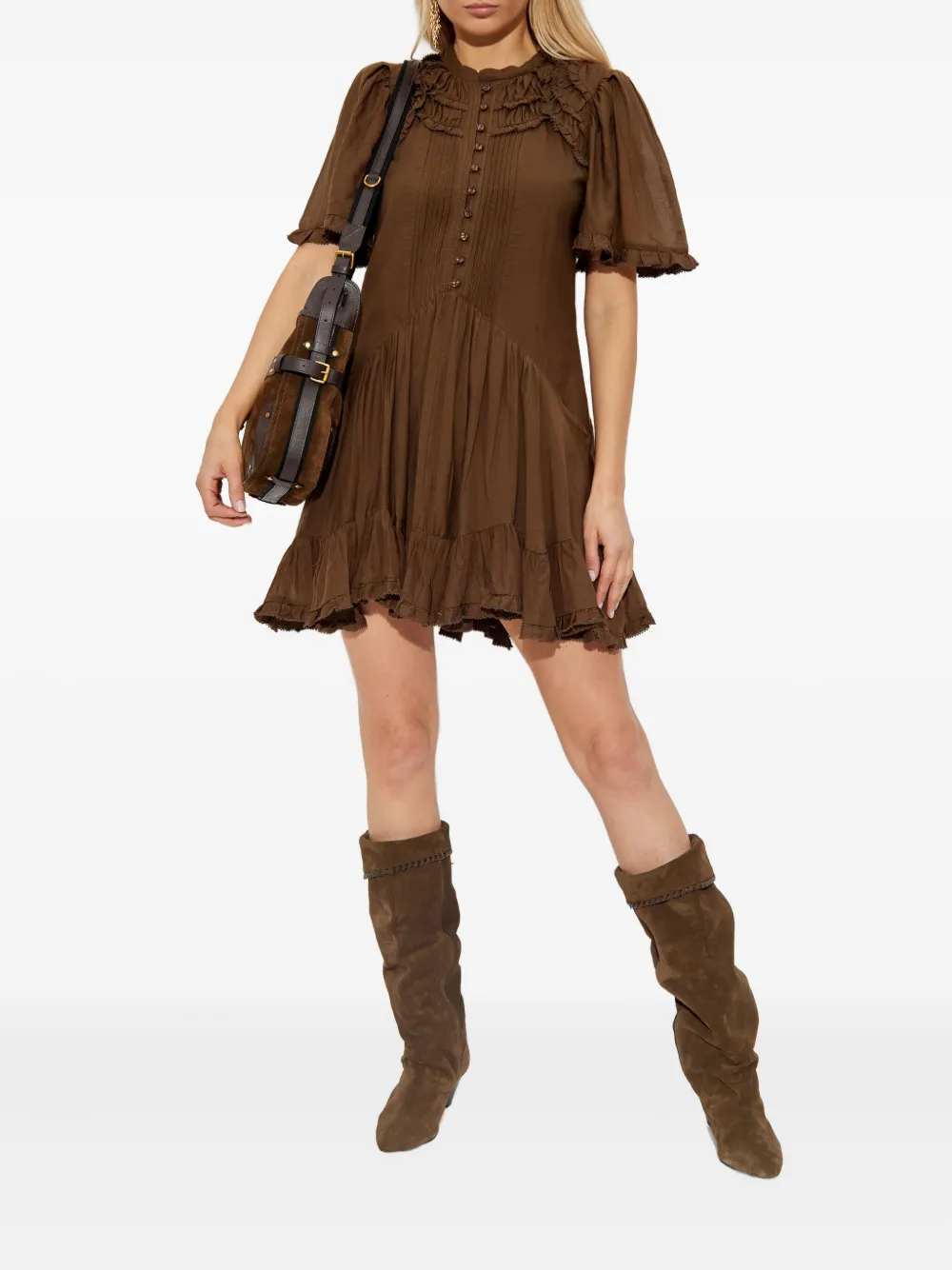 MARANT ÉTOILE ruffled pleated cotton dress | Day Dresses | Image 2