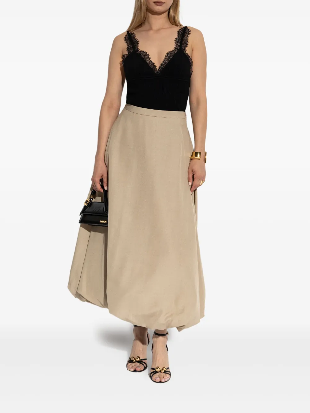 By Malene Birger Aubrey maxi-rok met ballonzoom - Beige