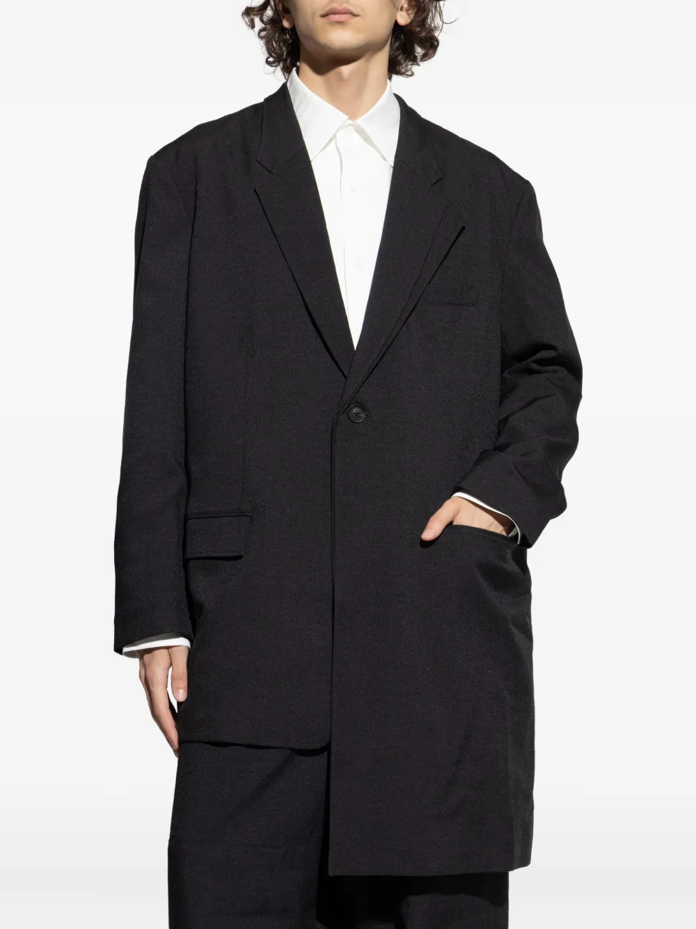 Y-3 Asymmetrische blazer met enkele knoop Zwart