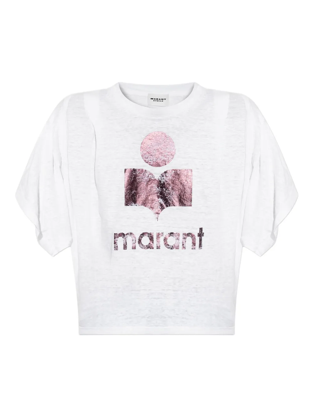 MARANT ÉTOILE metallic-logo linen t-shirt - ホワイト MARANT ÉTOILE metallic-logo linen t-shirt - ホワイト