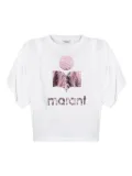 MARANT ÉTOILE metallic-logo linen t-shirt - White