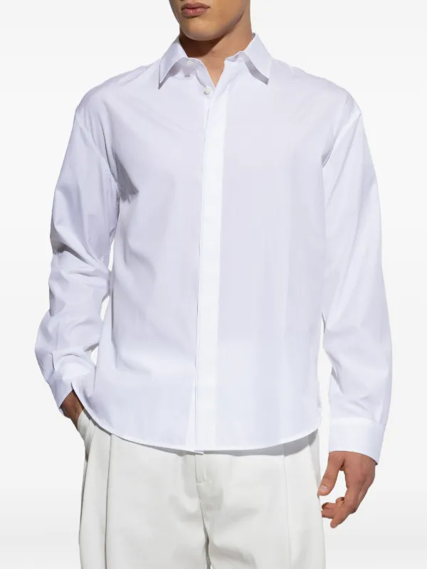 Jacquemus logo-embroidered long-sleeve Shirt | White | FARFETCH JO