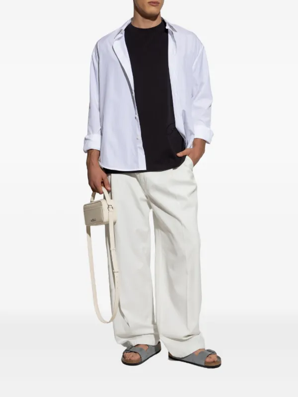 Jacquemus logo-embroidered long-sleeve Shirt | White | FARFETCH JO