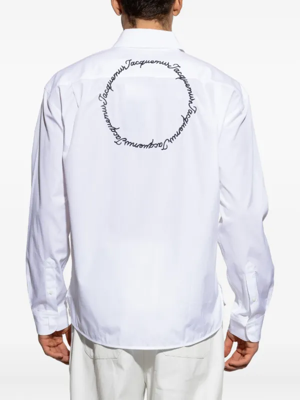 Jacquemus logo-embroidered long-sleeve Shirt | White | FARFETCH JO