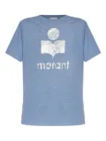 MARANT ÉTOILE metallic-logo linen t-shirt - Blue