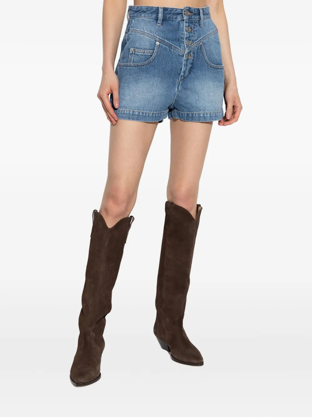 ISABEL MARANT button-fastening denim shorts Blauw