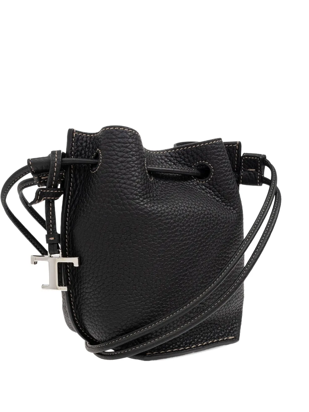 Tod's drawstring leather bucket bag Zwart