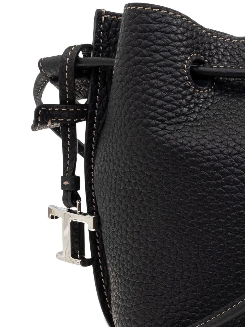 Tod's drawstring leather bucket bag Zwart