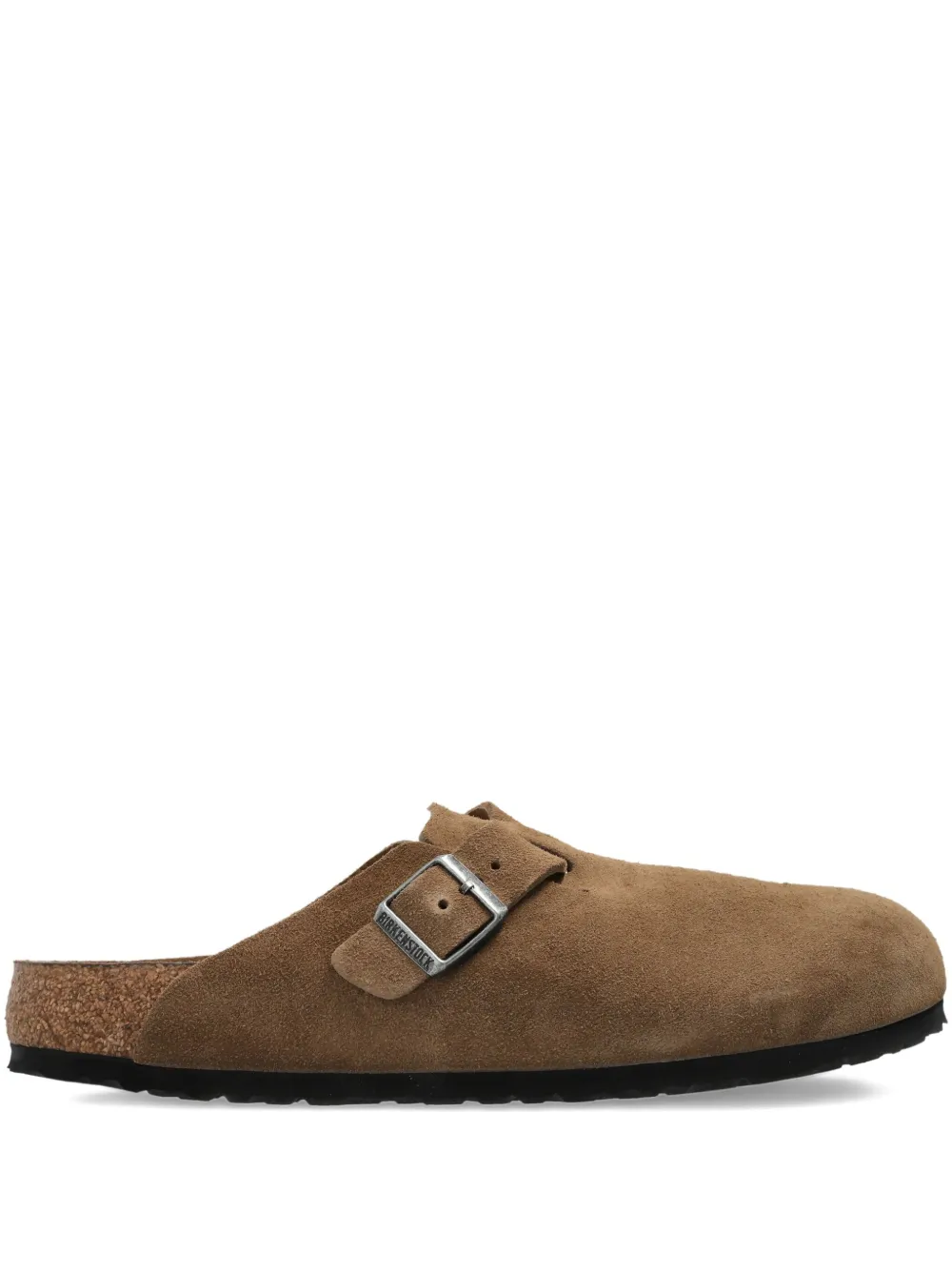 Birkenstock Boston buckle suede mules Brown