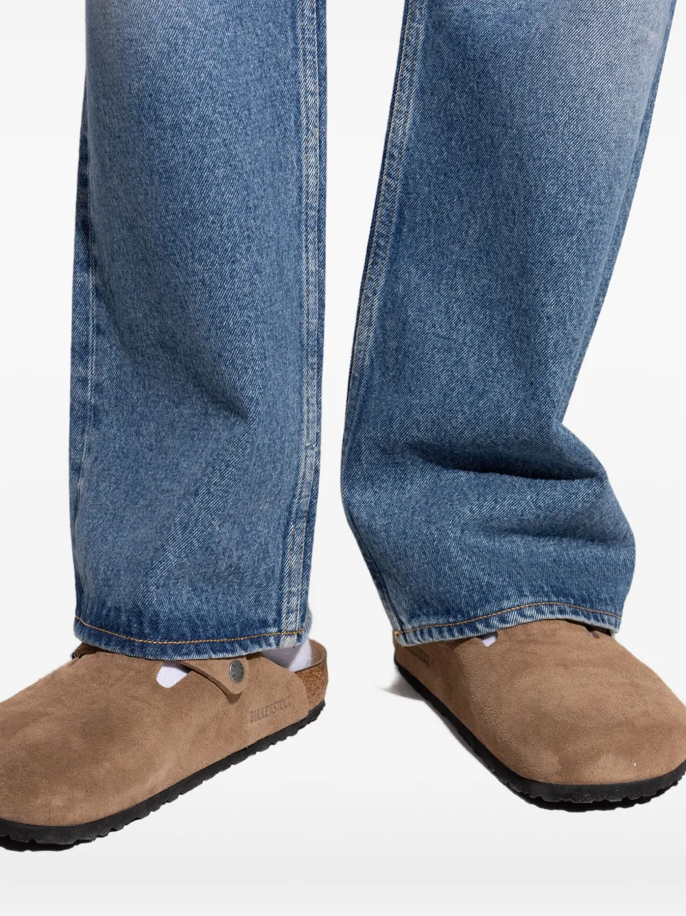 Birkenstock Boston buckle suede mules Brown