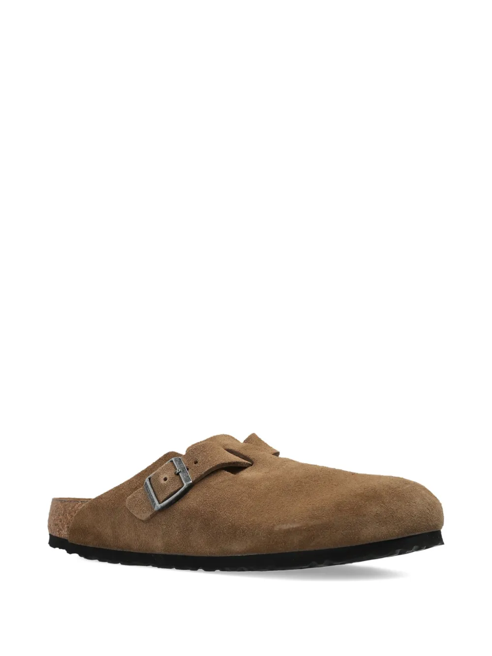Birkenstock Boston buckle suede mules Brown