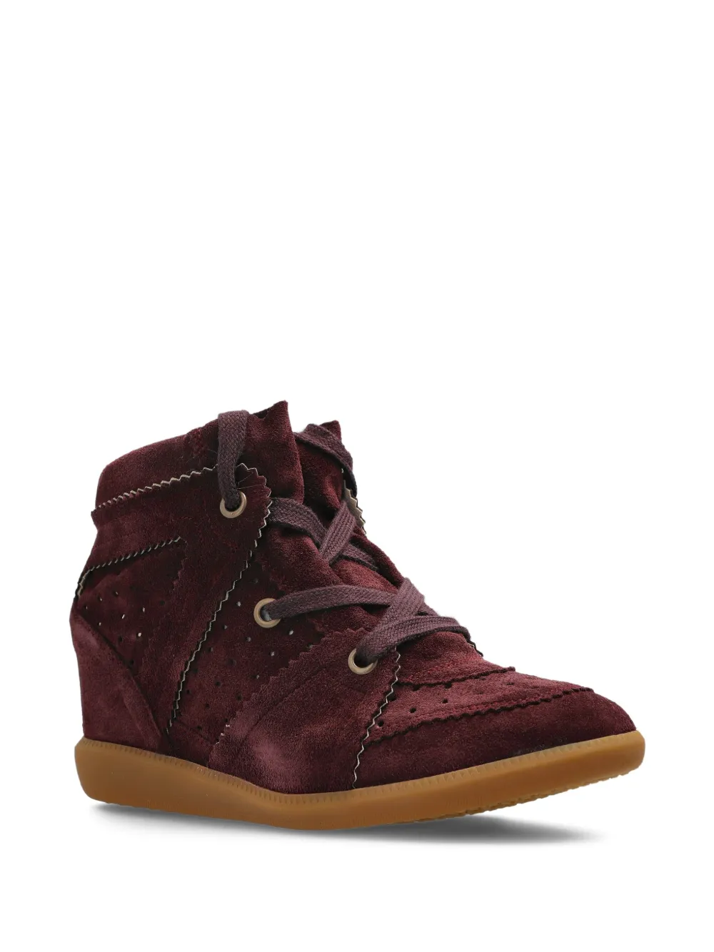 ISABEL MARANT 50mm Bobby lace-up suede wedge sneakers Red