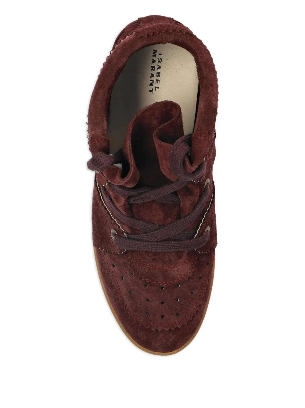 ISABEL MARANT 50mm Bobby lace-up suede wedge sneakers Red