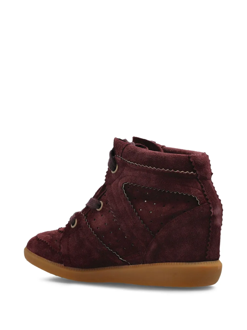 ISABEL MARANT 50mm Bobby lace-up suede wedge sneakers Red