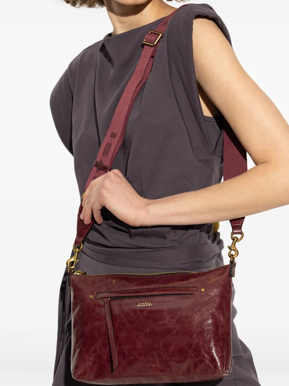 ISABEL MARANT leather logo-strap tote bag Rood