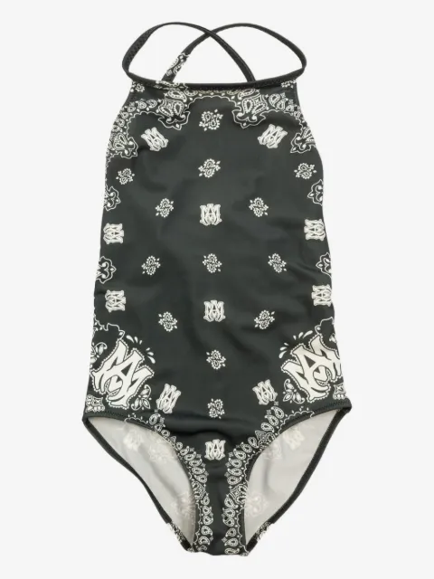 AMIRI KIDS paisley-print halterneck swimsuit