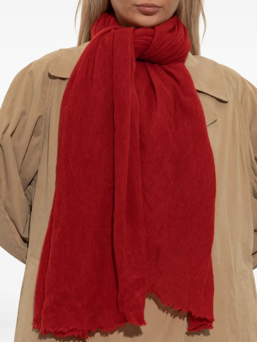 ISABEL MARANT raw-edge cashmere scarf Rood
