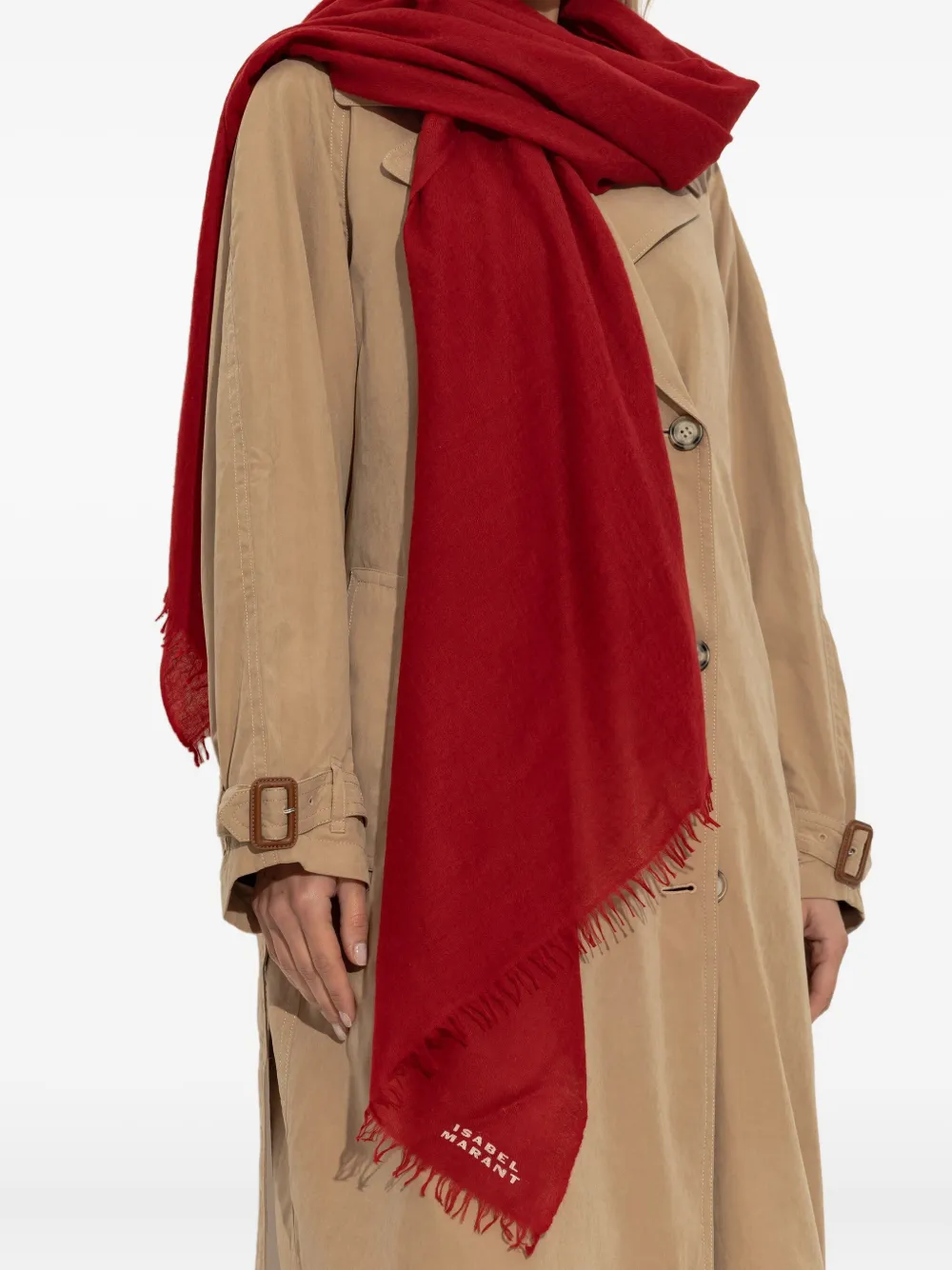 ISABEL MARANT fringed cashmere scarf Rood