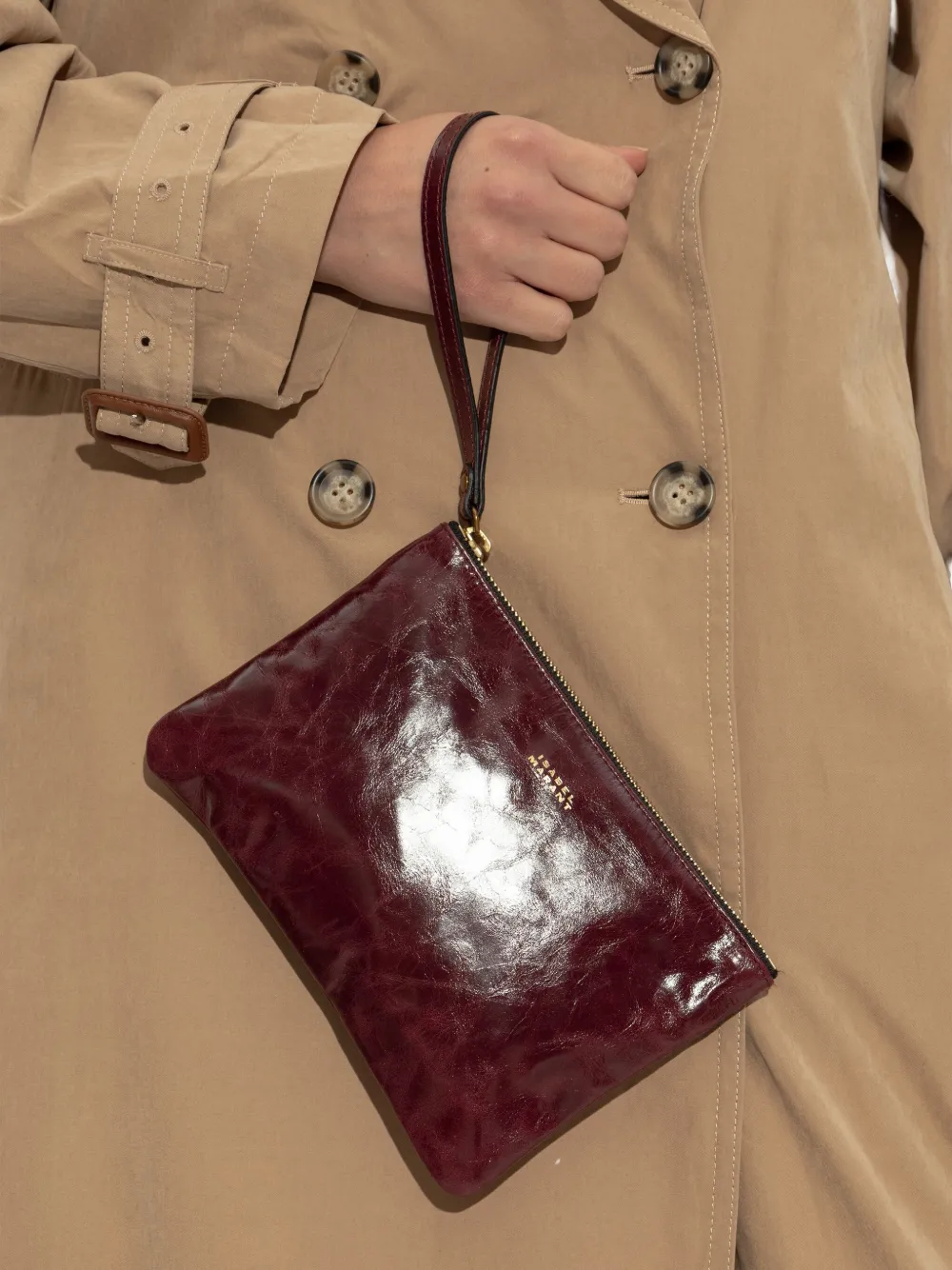 ISABEL MARANT leather clutch bag Bruin