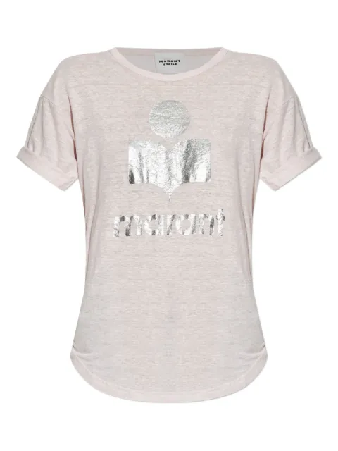 MARANT ÉTOILE logo-print linen top