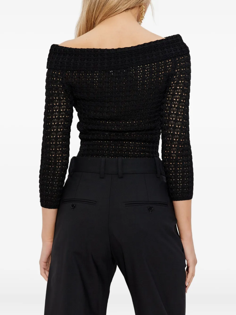 ISABEL MARANT off-shoulder knitted top Zwart