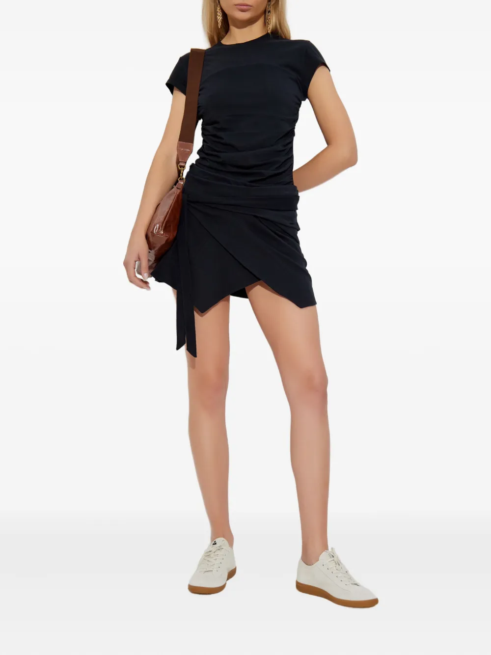 ISABEL MARANT gathered-detail cotton t-shirt Zwart