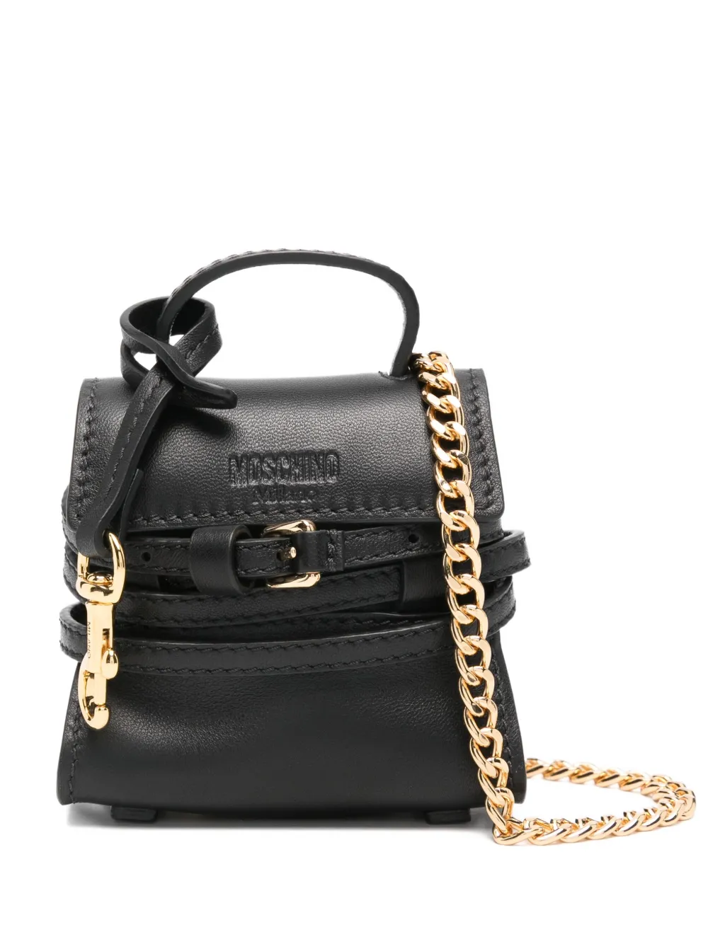 Moschino Leather Tote Bag In Black