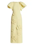 Leo Lin Luconda floral-applique tweed dress - Yellow