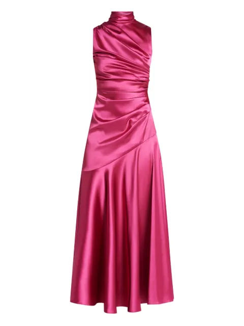 VASILIKI high-neck draped midi dress