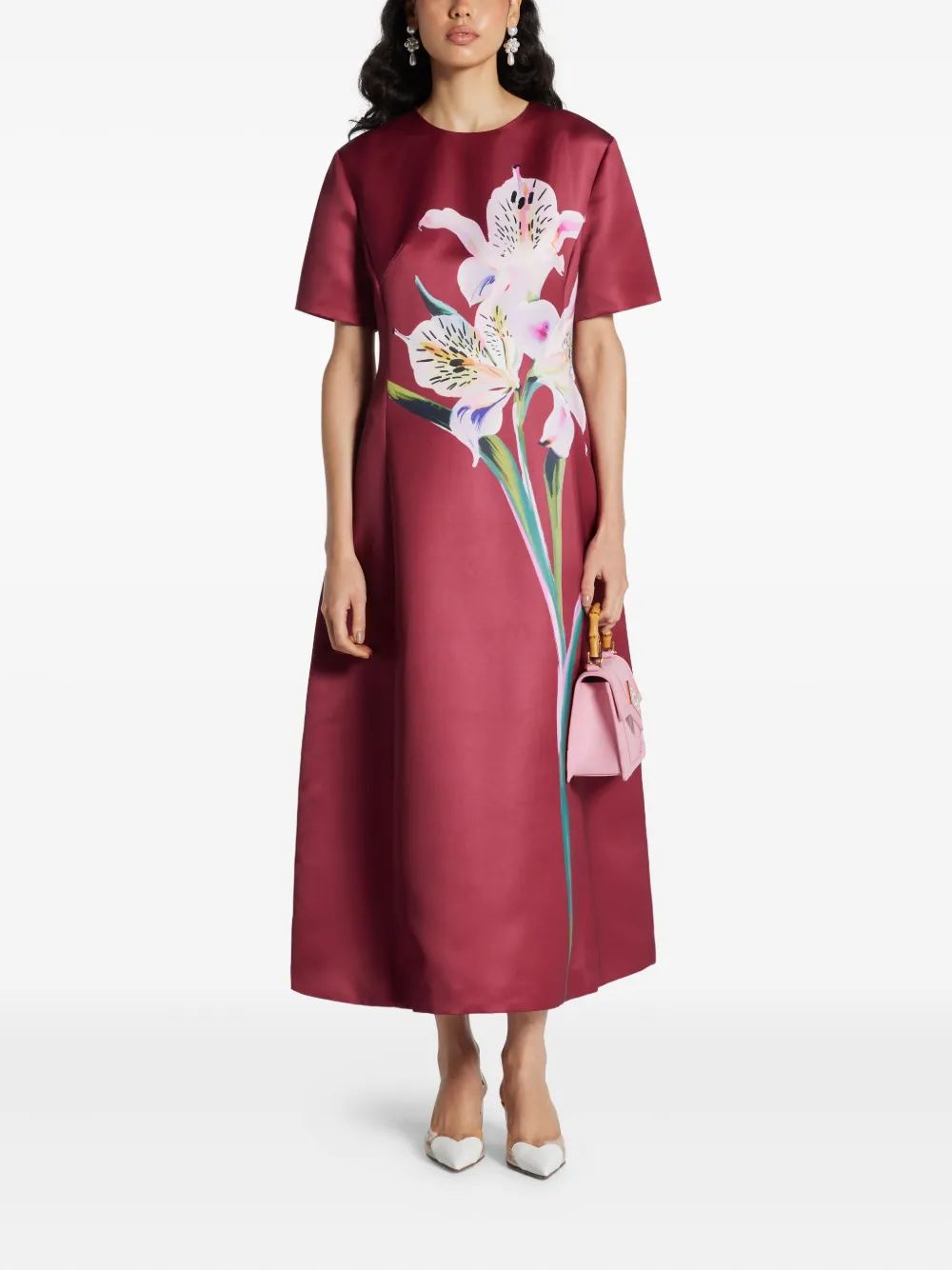 Leo Lin Caroline floral-print short-sleeve dress - Rood