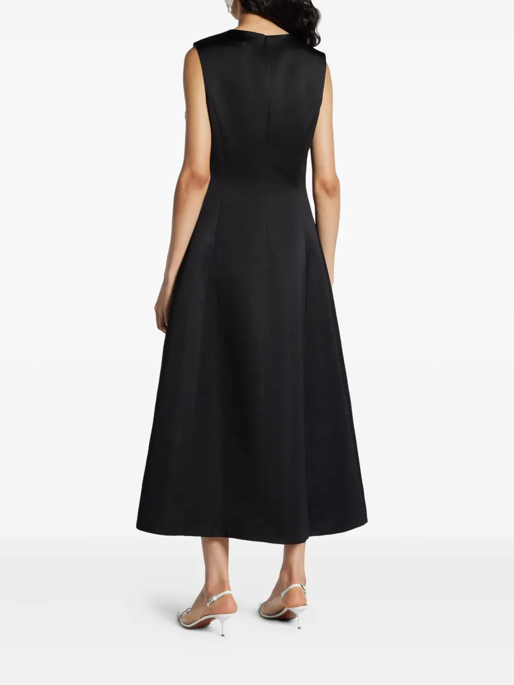 Leo Lin Cleo Flower-embellished Sleeveless Dress In Black