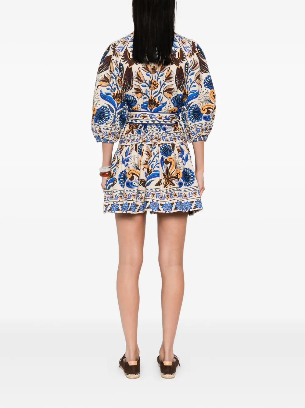 FARM Rio Mini-jurk met ceintuur en print Blauw